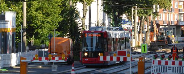 Straßenbahnverkehr in der Waller Heerstraße
