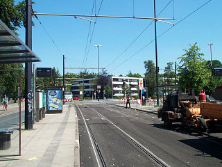 Reparaturarbeiten an der Haltestelle Lilienthaler Heerstraße