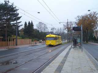 Der Schienenschleifwagen in der Lilienthaler Heerstraße