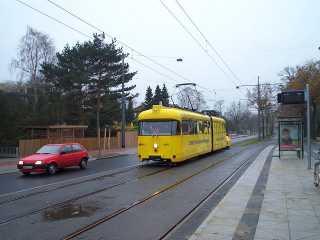 Der Schienenschleifwagen in der Lilienthaler Heerstraße