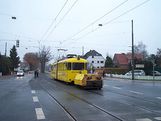 Der Schienenschleifwagen in der Lilienthaler Heerstraße