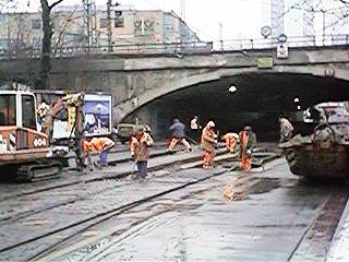 Bauarbeiten vor dem Gustav-Deetjen-Tunnel